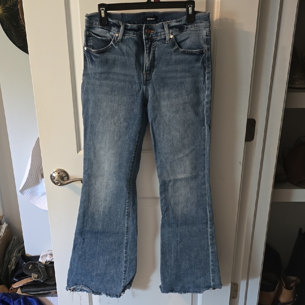 Express Blue Flare Wide Leg Jeans